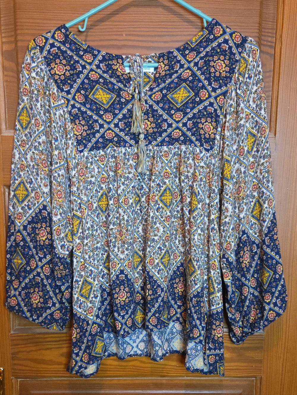 JohnPaulRichard Navy & Mustard Boho/Whimsy Patchwork Tunic